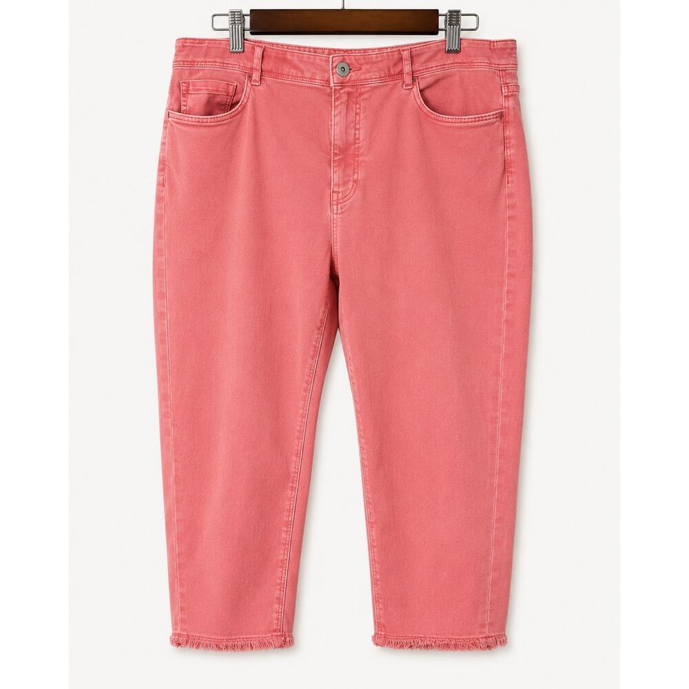 . Jill Authentic Fit Pink Denim Capri Jeans Women’s Size 12 Raw Hem Coastal